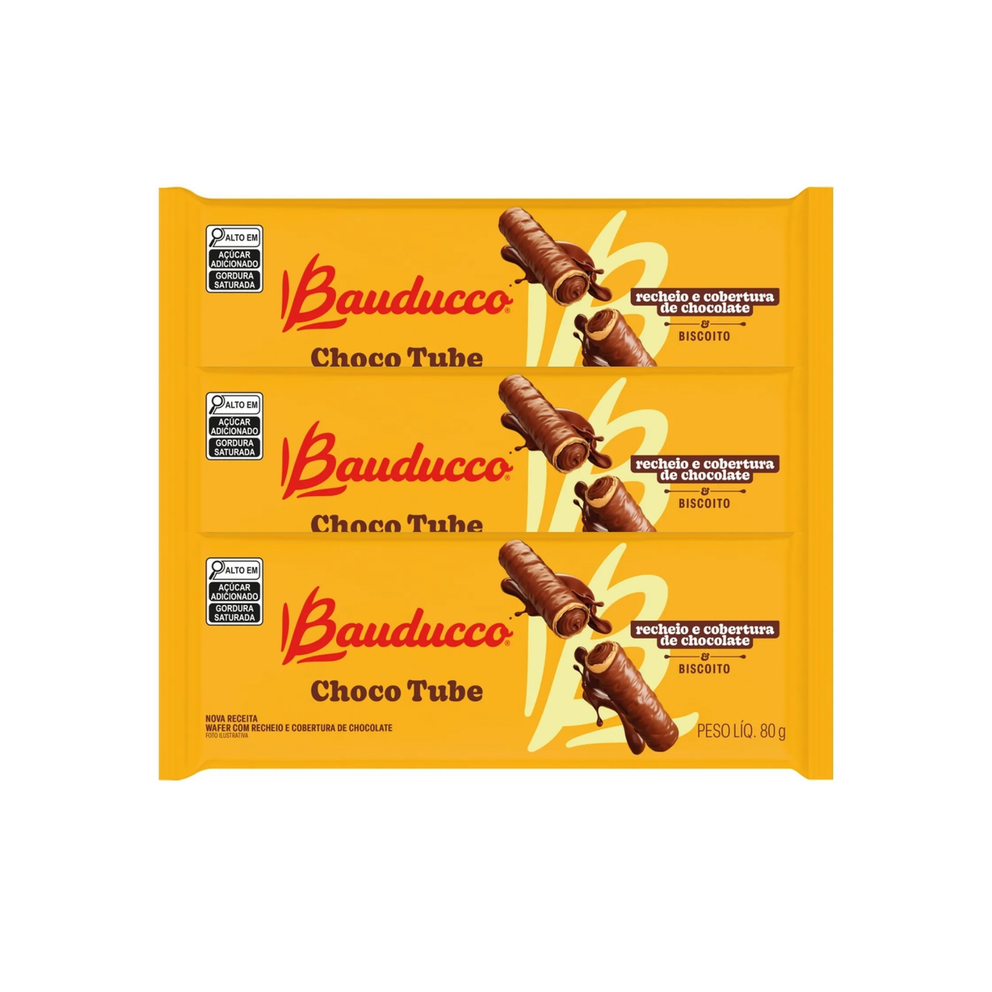 Biscoito Bauducco Choco Biscuit Tube 3x80g